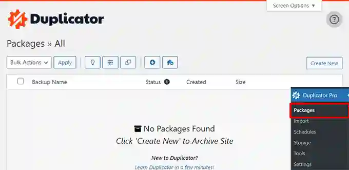 Guida alla Manutenzione WordPress: Ottimizza il Tuo Sito! (2025) 15 Creazione di un nuovo pacchetto in Duplicator