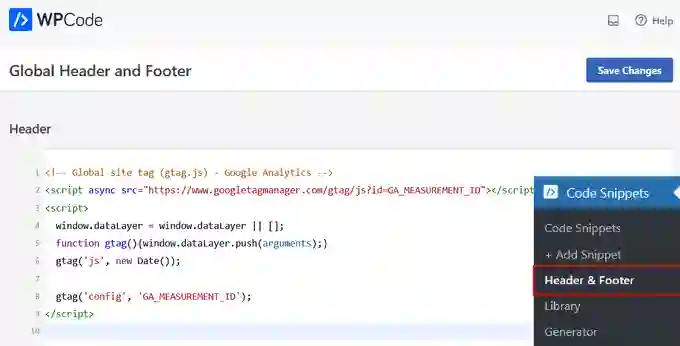 Inserisci il codice di monitoraggio nell'intestazione utilizzando WPCode