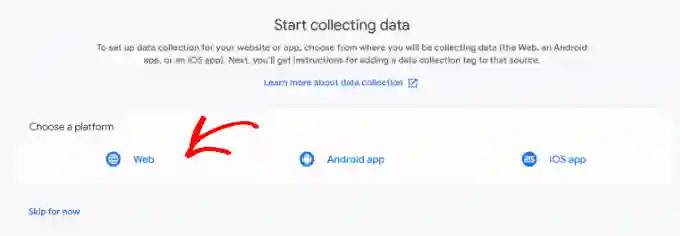Seleziona l'opzione di raccolta dati