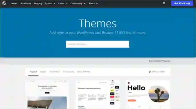 La directory dei temi di WordPress.org